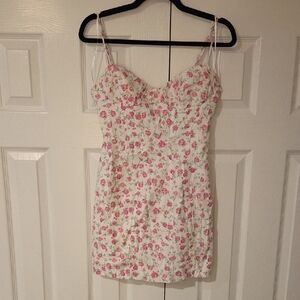 Zara Pink and Cream Floral Mini Dress